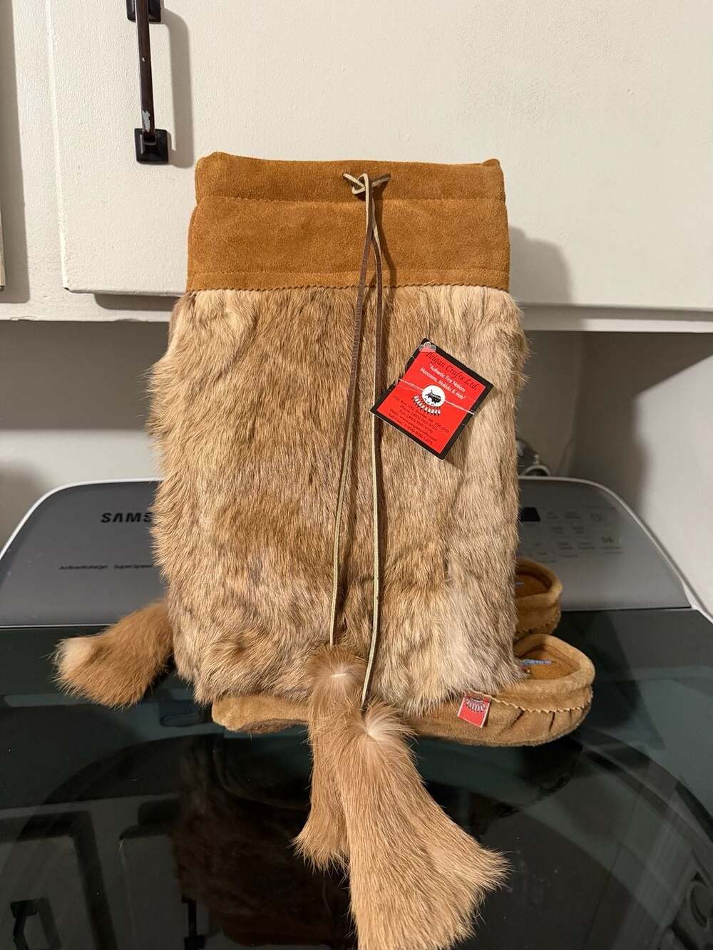 Peigan Crafts Ltd. Authentic First Nations Moccasin Boots with Fur and Beading